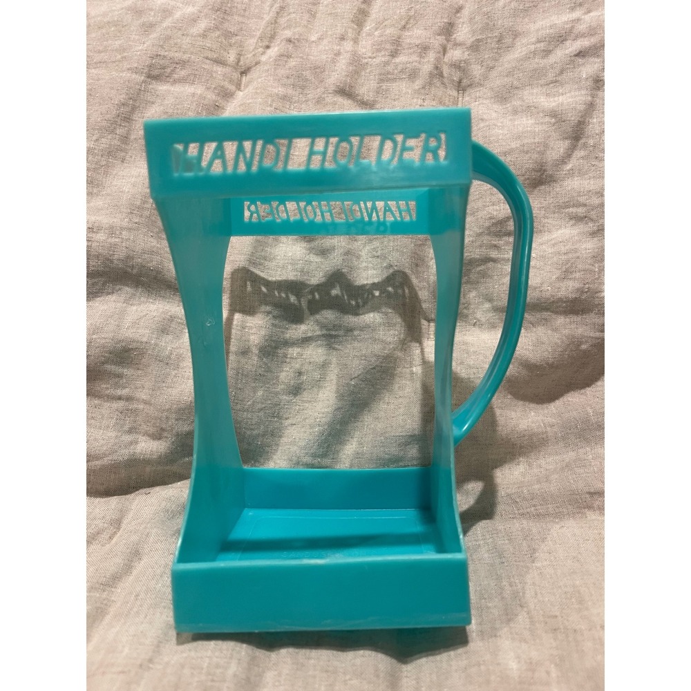 Hands Holder Vintage Half Gallon Milk Carton Holder Aqua Blue Handle Plastic